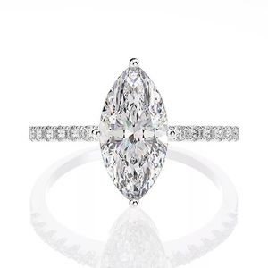 925 Sterling Silver SONA Diamond Marquise Engagement Ring